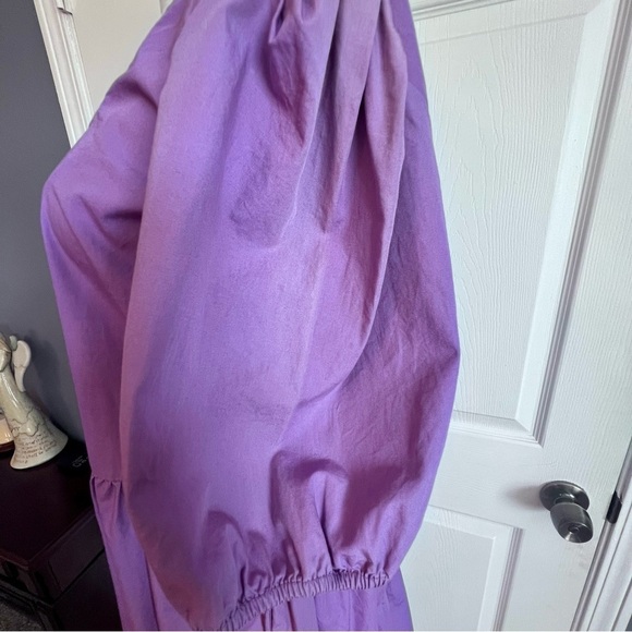 Maude Vivante Square Neck Puff Sleeves Tiered Skirt 100% Cotton Purple Dress‎ S - Picture 13 of 13